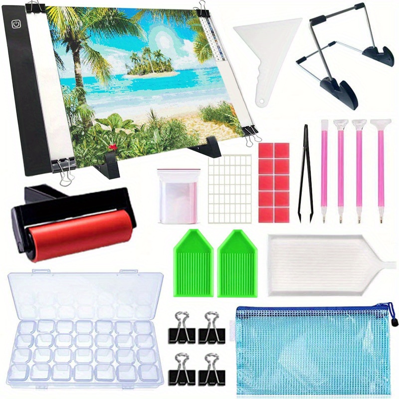 43 Pieces Diy 5d Diamond Painting Tool Kit With Dimmable A4 Led