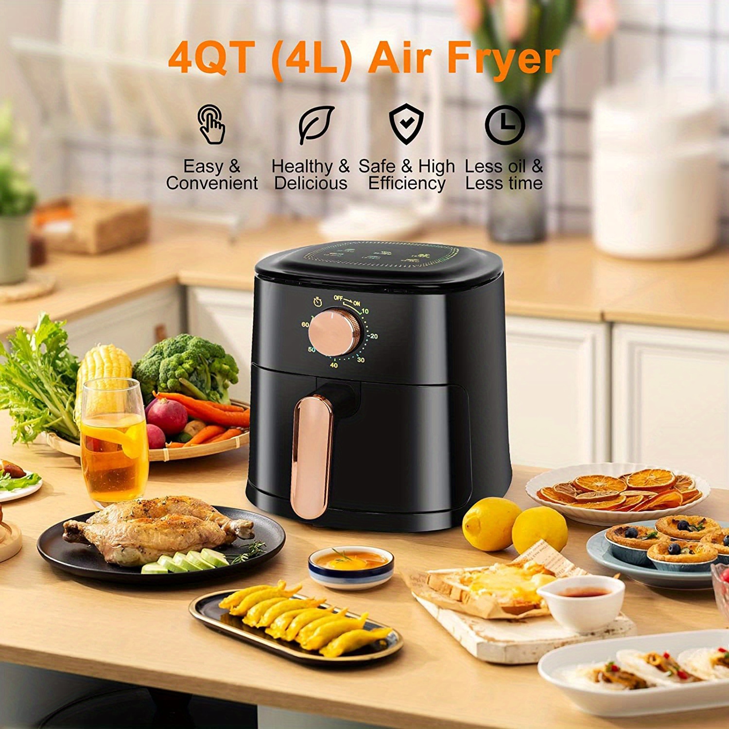 Air Fryer 4 Quart Basket multi scene Manual Air Fryer - Temu