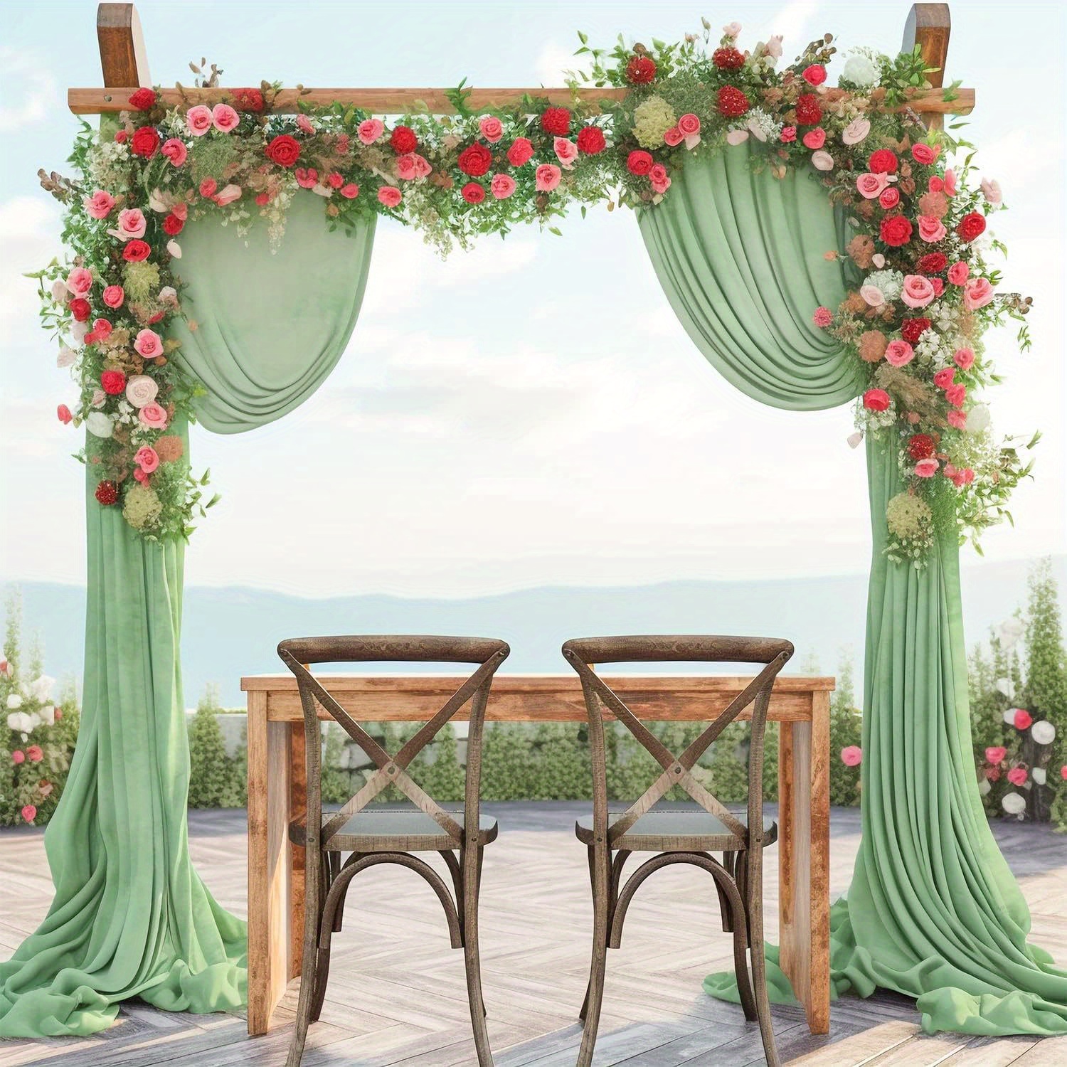 1 Pannello Arco Matrimonio Finestra Tenda Tenda In Chiffon - Temu Italy