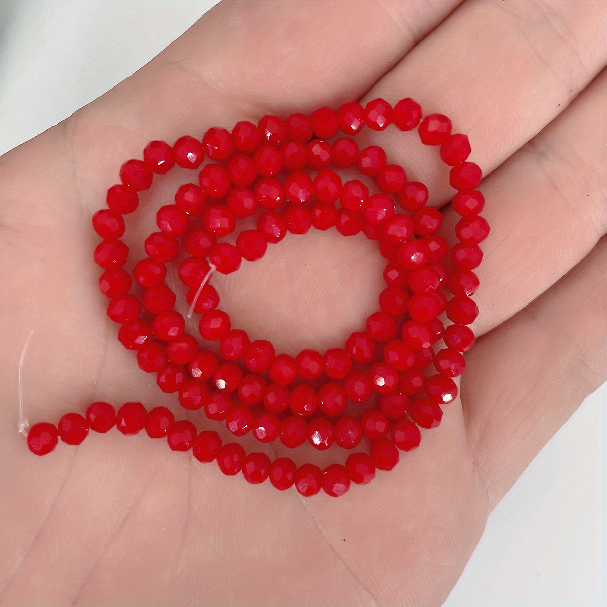 Image of [smooth Texture] Vibrant Red 4mm Glass Beads, Porcelain-like , Ideal For Diy Bracelets & Jewelry Crafting - Smooth, Glossy Finish, Perfect For Handmade Accessories, Charms For Jewelry Making