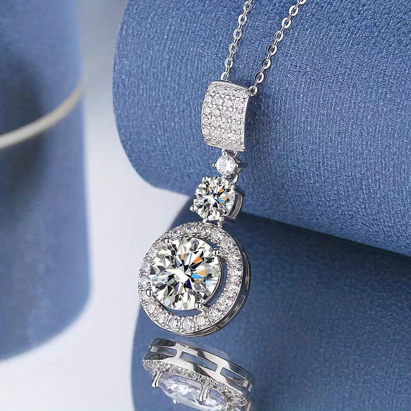 Подвеска из стерлингового серебра 925 пробы с муассанитом 5 карат, цепочка для свитера, свадебные украшения с сертификатом муассанита, изысканная подарочная коробка, детали 3