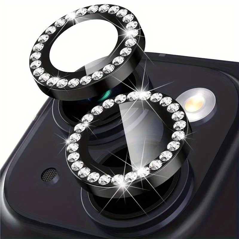 Diamond Camera Lens Protector, Diamond Tempered Glass Camera Cover Screen  Protector for iPhone 14 / iPhone 14 Plus In Black