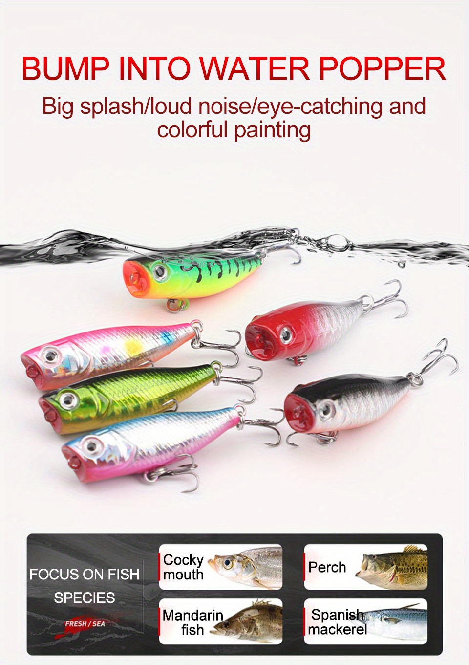 1pc Floating Popper Fishing Lure Wobblers 4.5cm 3.3g Artificial