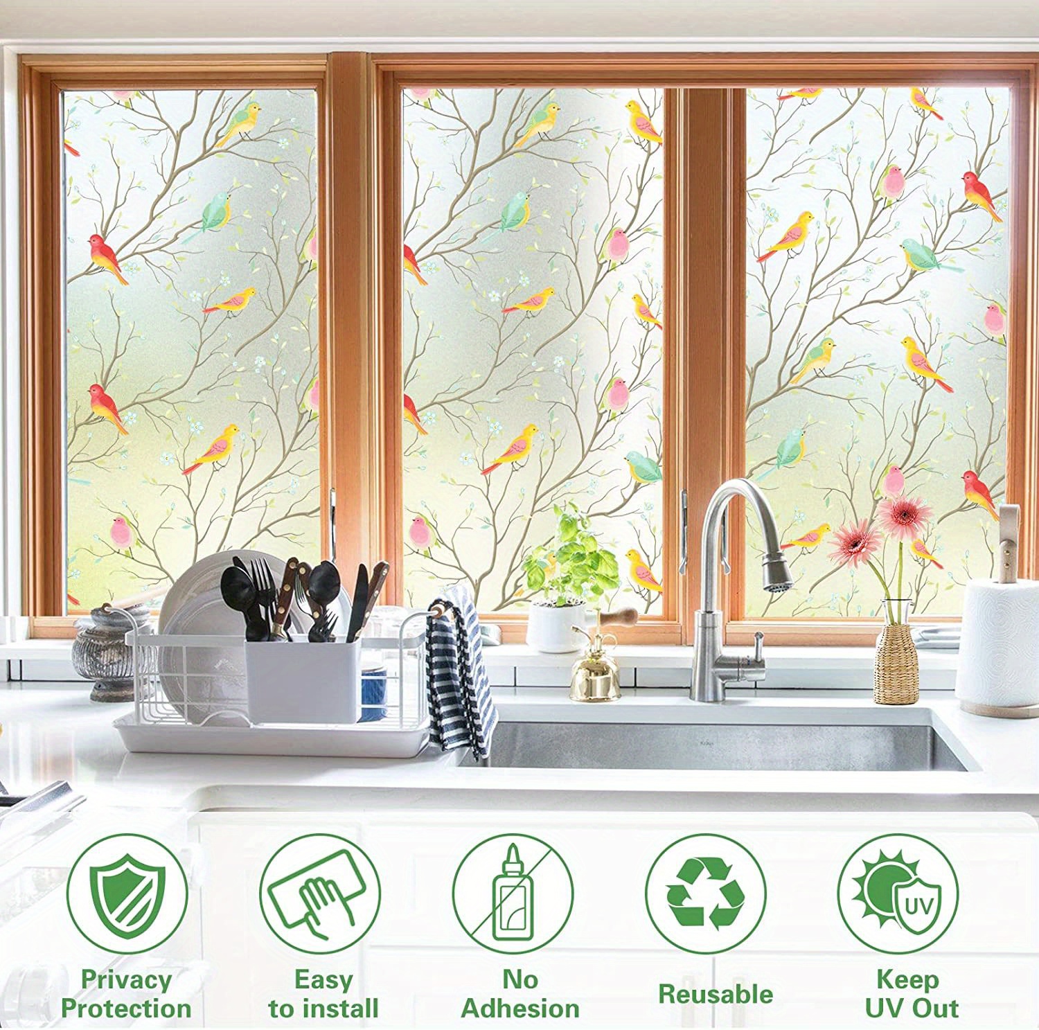 Frosted Window Film Bedroom Privacy Protective Opaque Glass