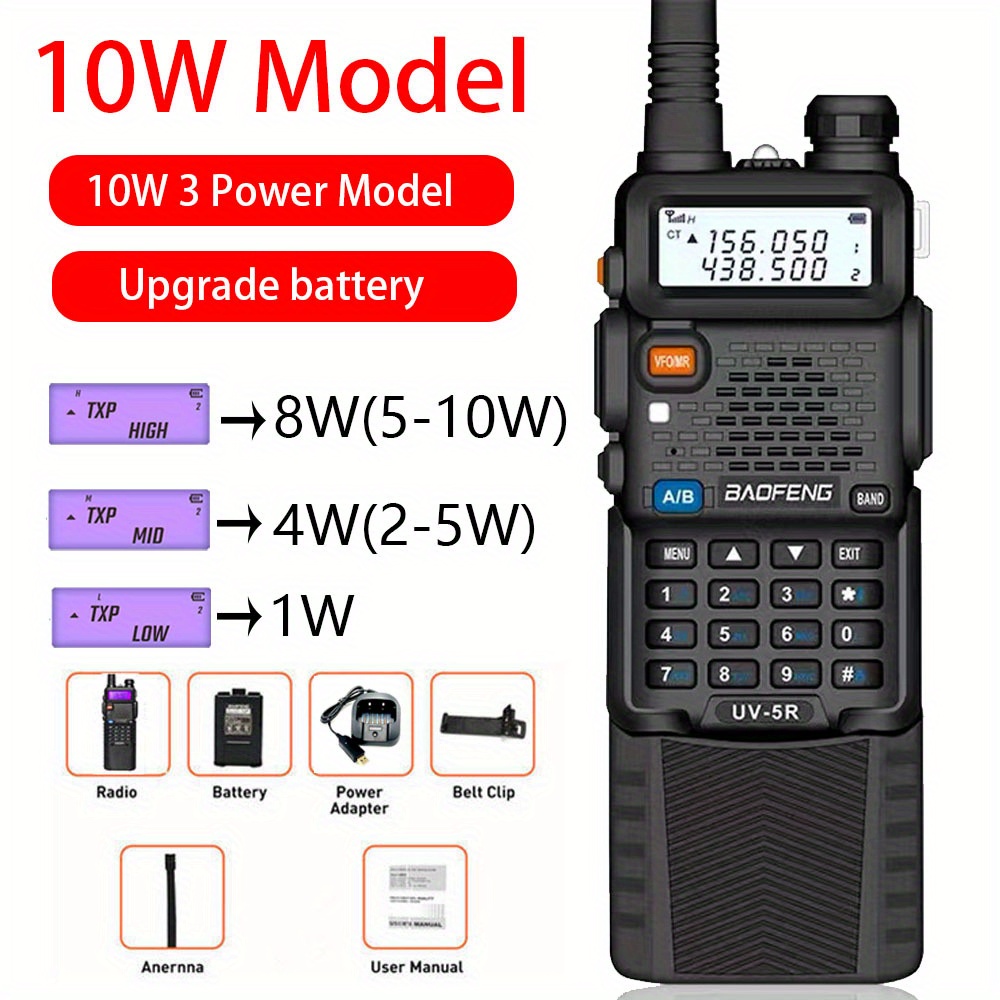 BaoFeng UV-5R 8W High Power Portable Two-Way Radio 3800mAh Battery