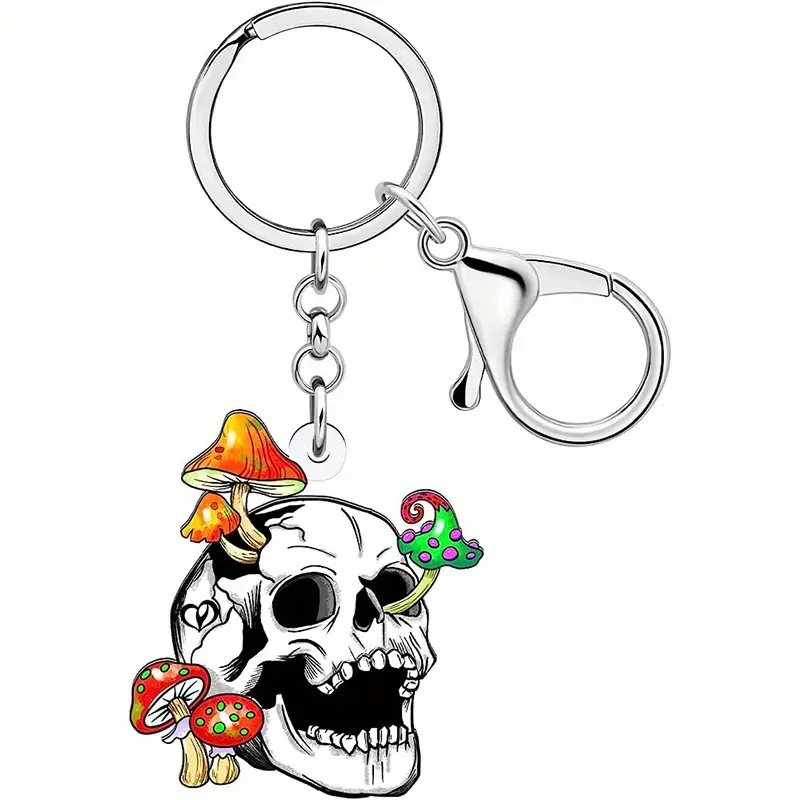 1 Stück Pilzschädel Auto Schlüsselanhänger Für Halloween Feier, Acryl  Totenkopf Schlüsselanhänger Dekoration, Portemonnaie Accessoire, Auto