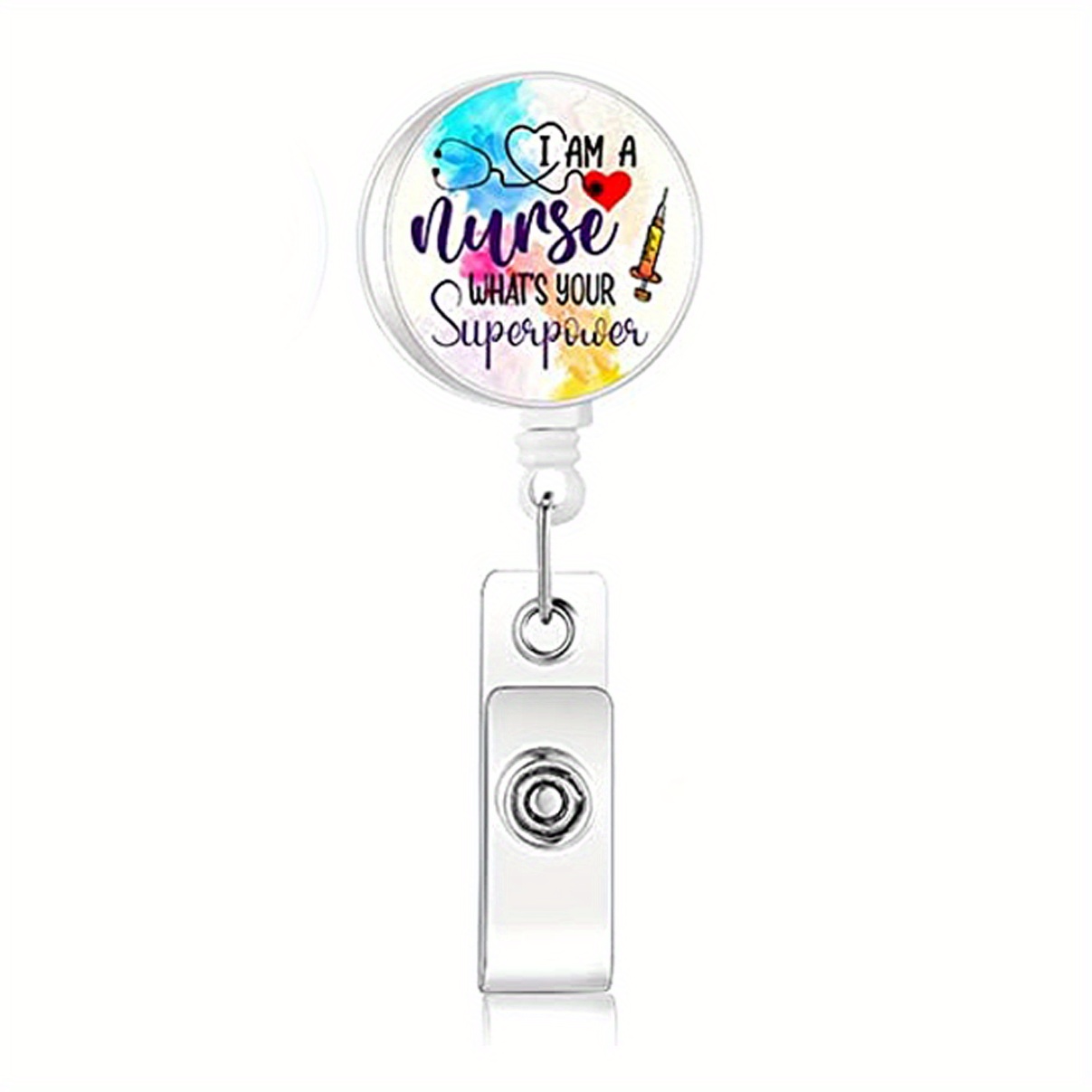 18 Pieces Nurse Badge Reel Retractable Badge Holder Cute Nursing Badge Reel  with 360° Swivel Clip for Nurse Doctor ID Card Holders(White