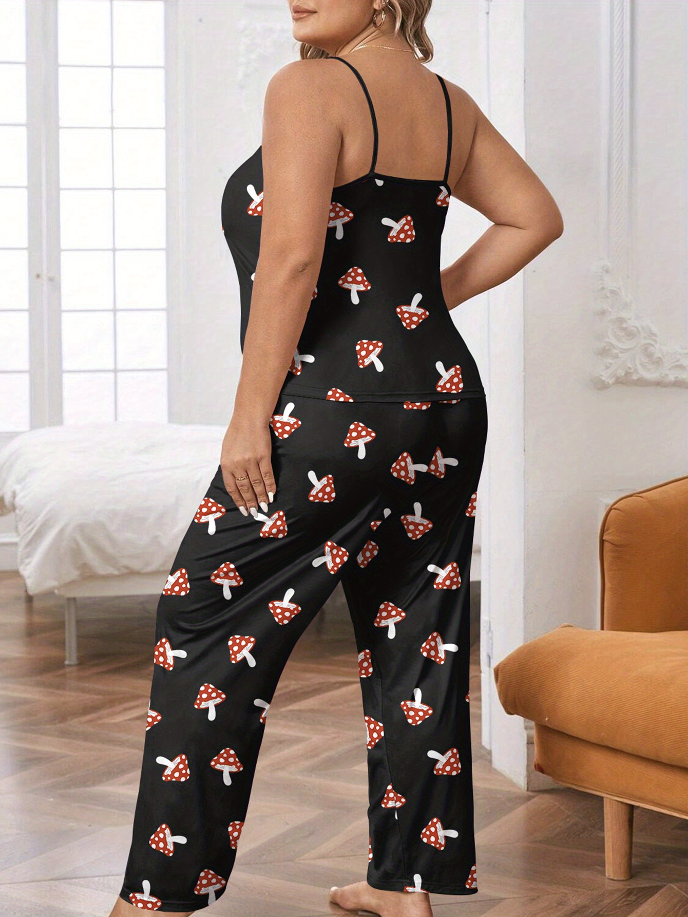 Crop Cami Top & Mushroom Print Trousers PJ Set  Pajamas women, Sleepwear  women, Cute pj outfits