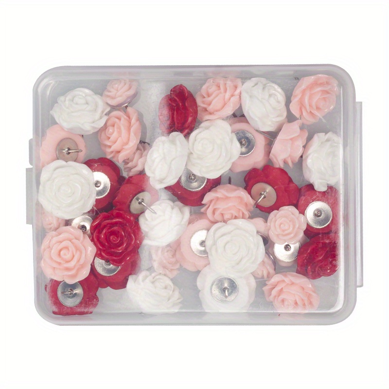 30 Chinchetas Tema Rosa Chinchetas Decorativas Pulgar Rosa - Temu