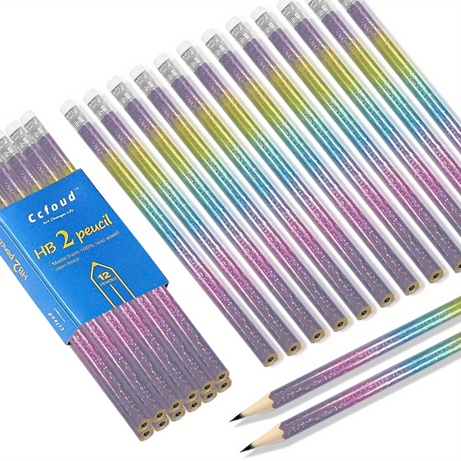 12Pcs HB Pencils with Eraser, Writing Pencils Graphite Pencils for