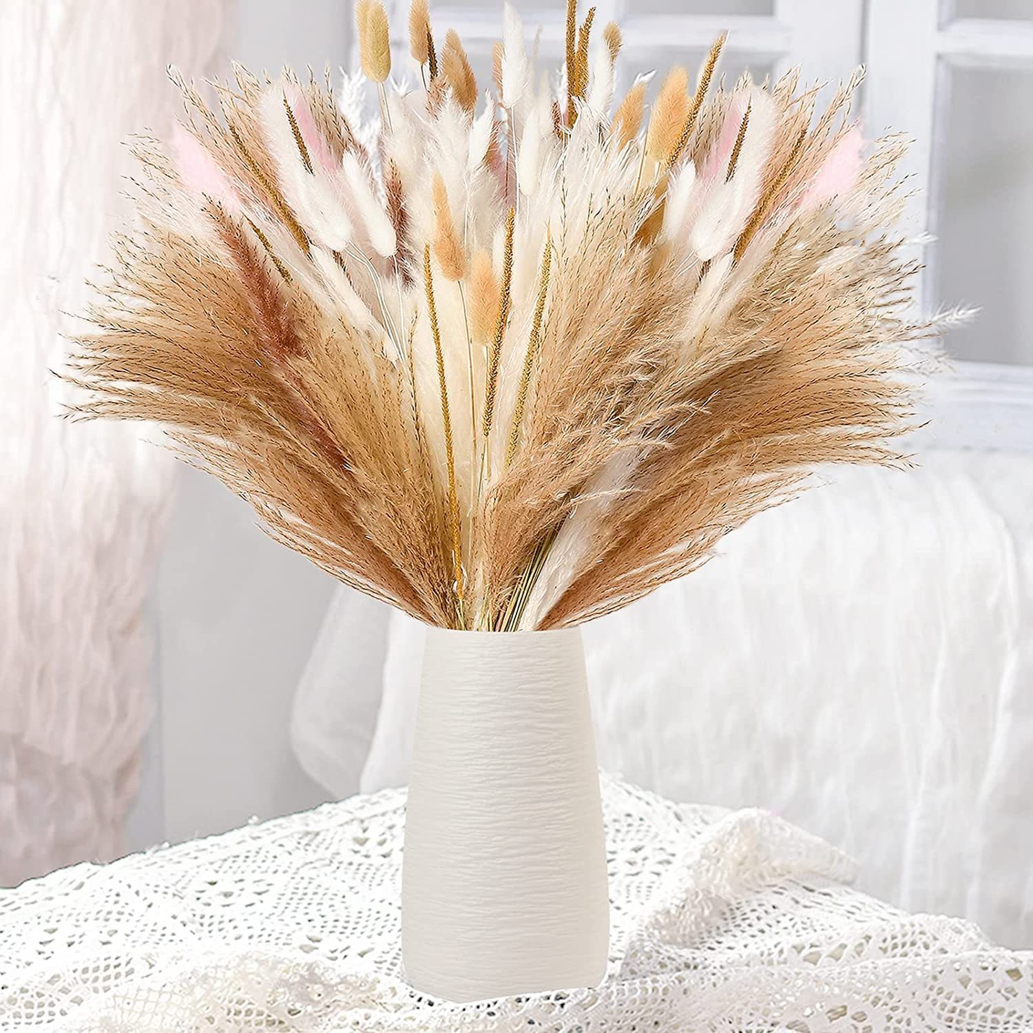 Natural Dried Pampas Grass Bouquet, Dried Flowers for Fall Decor, Boho Home Decor, Wedding, Baby Shower Decorations