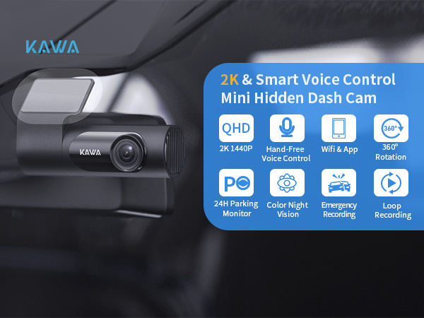 Dash Cam 2k, Kawa Wifi Dash Camera For Cars 1440p With Hand-free Voice  Control, Starlight Color Night Vision, Mini Hidden Dashcam Front, Emergency  Lock, Loop Recording, 24-hour Parking Monitor, App, Support 256gb