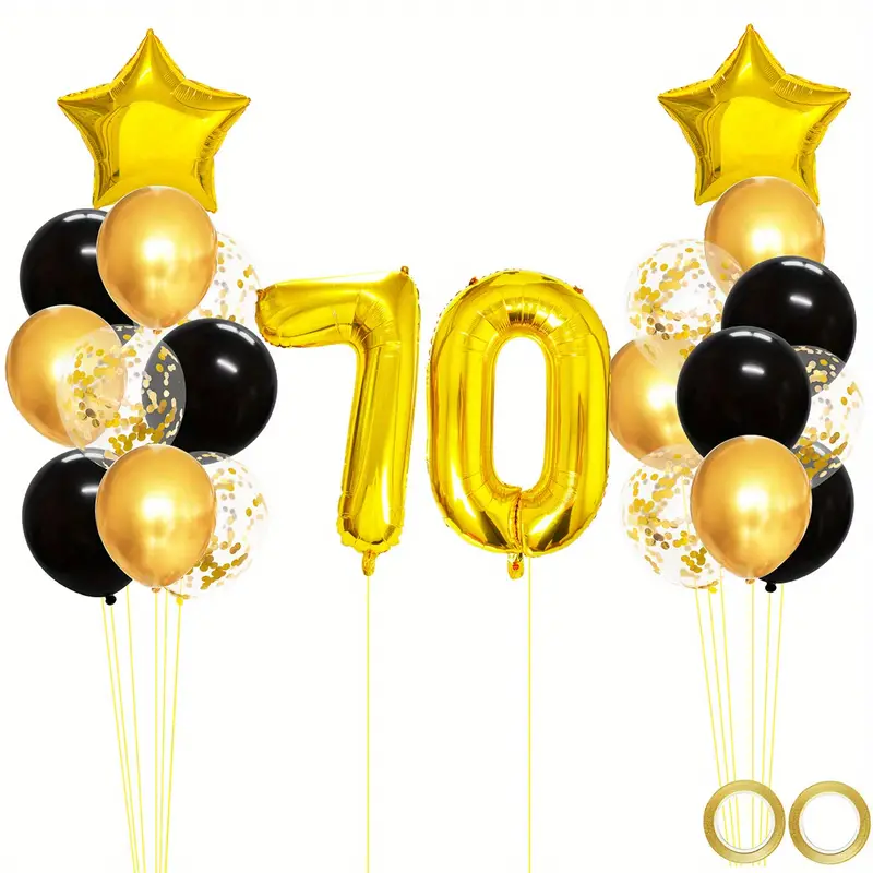 Golden Black Mixed Balloons 70th Birthday Party Decorations - Temu