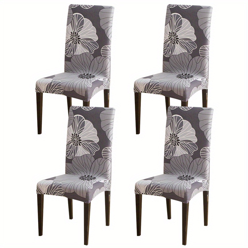 4pcs/6pcs Printed Stretch Chair Cover, Detachable Seat Protector Suitable For Living Room Bedroom Etc. Home Decoration