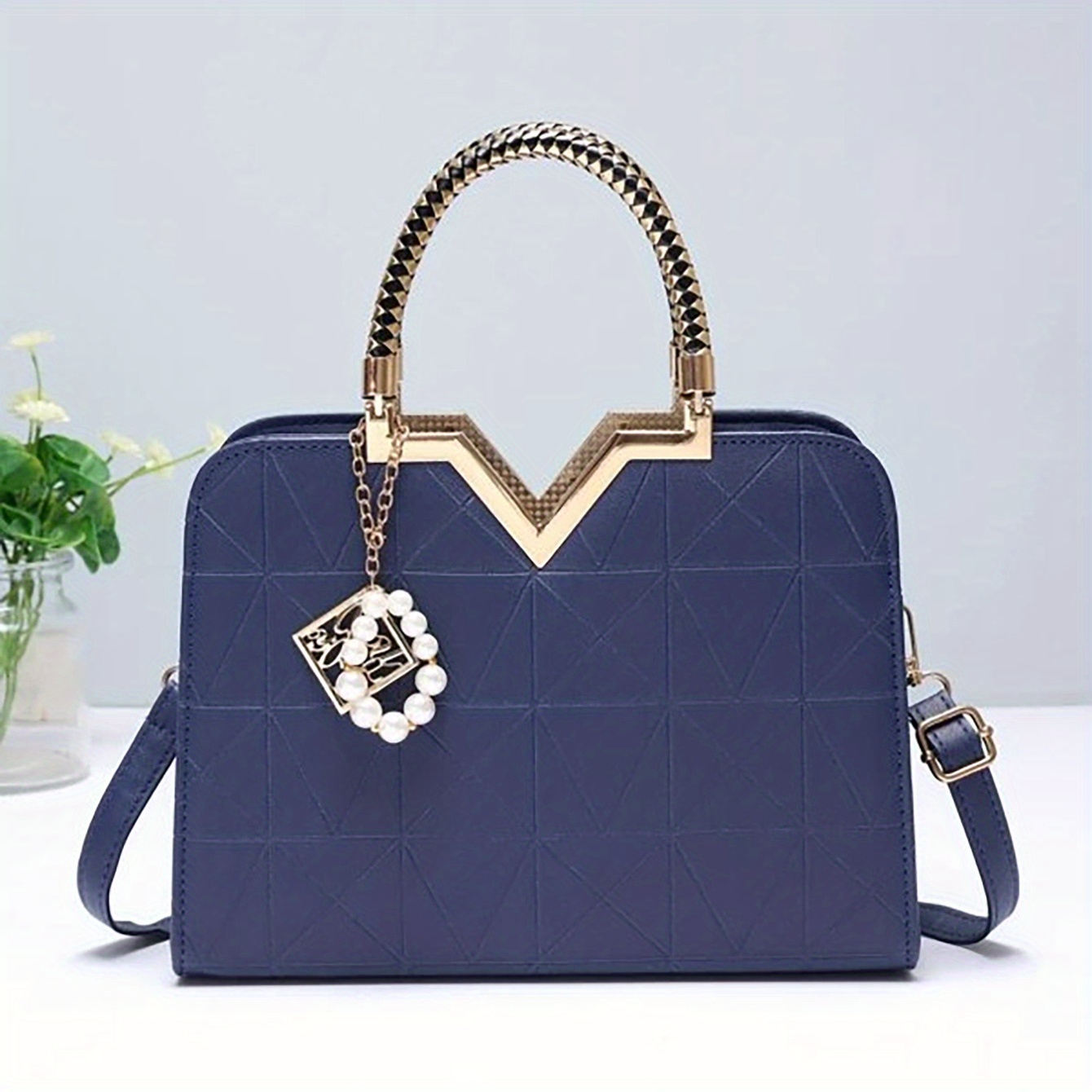 Buy Lychee Bags Blue & White Printed Tote Bag - Handbags for Women