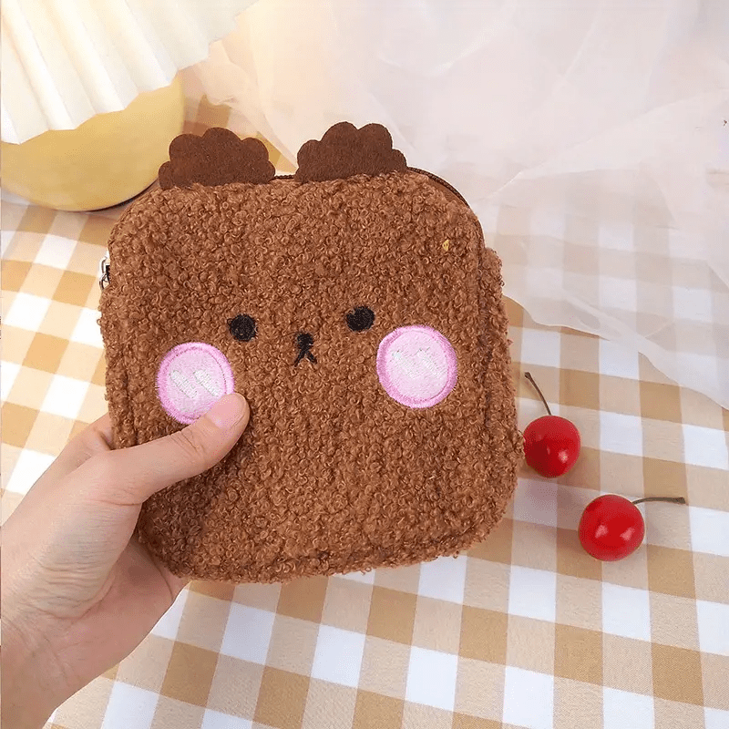 Furry Brown Bear Coin Purse