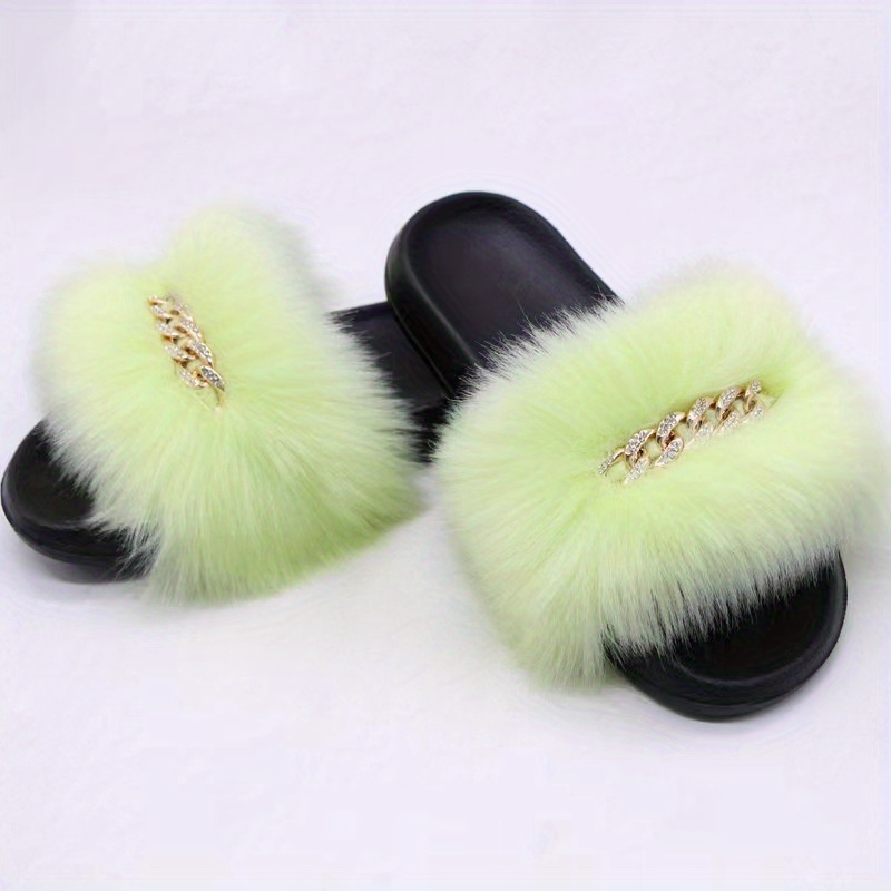 Lime green clearance fur slides