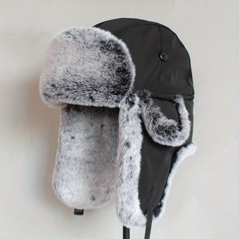 1pc Unisex Winter Warm Bomber Hat Snow Faux Fur Ushanka Trapper