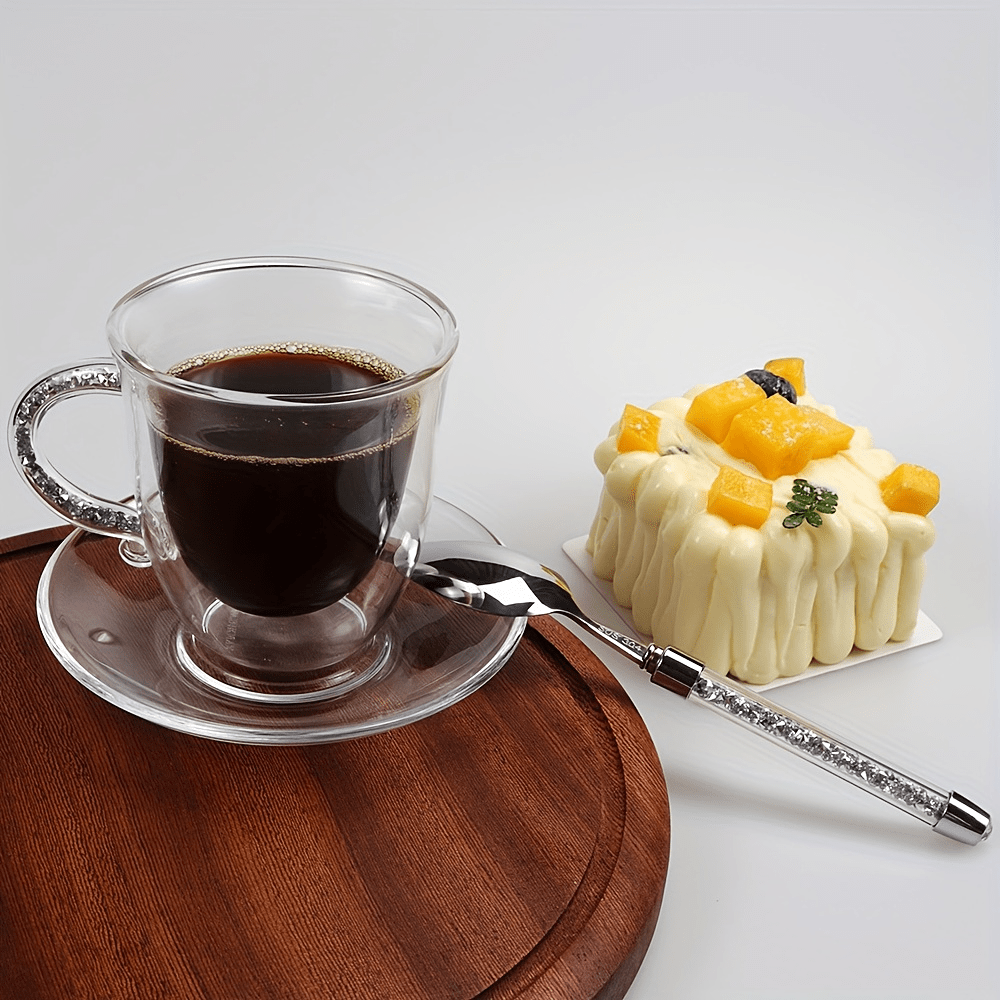  Tazas de café de cristal, taza de calabaza de 16 onzas con asa,  juego de 2, taza de té de café transparente con cuchara y platillos, para  café con leche, cereales