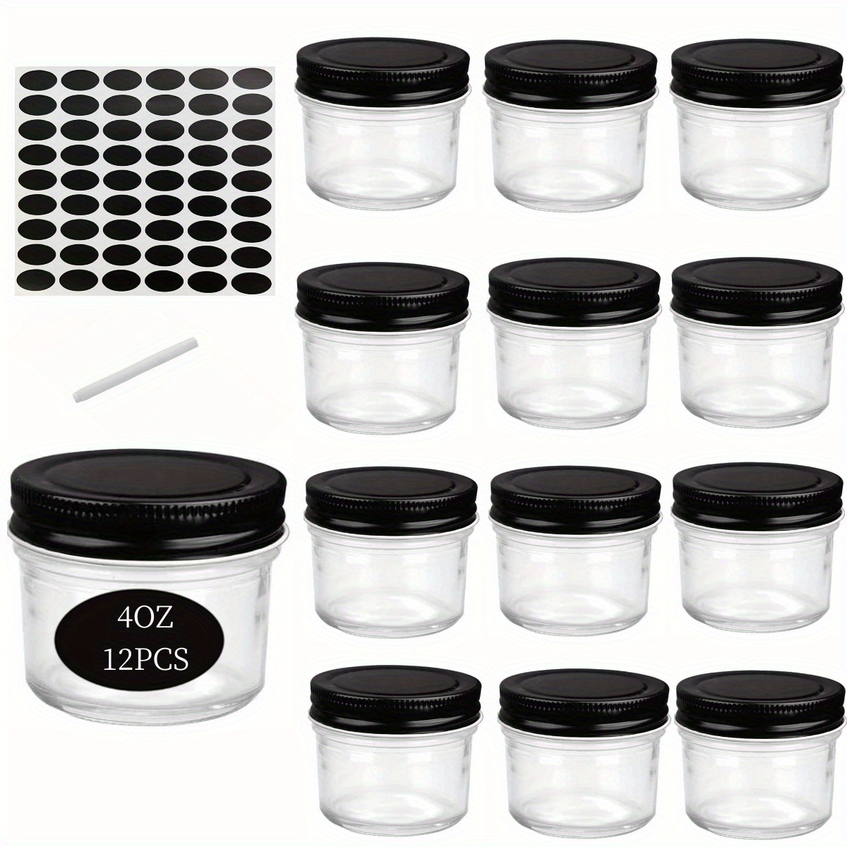 Spice Jars 12 Pack 4oz Small Glass Jars With Airtight Hinged Lid