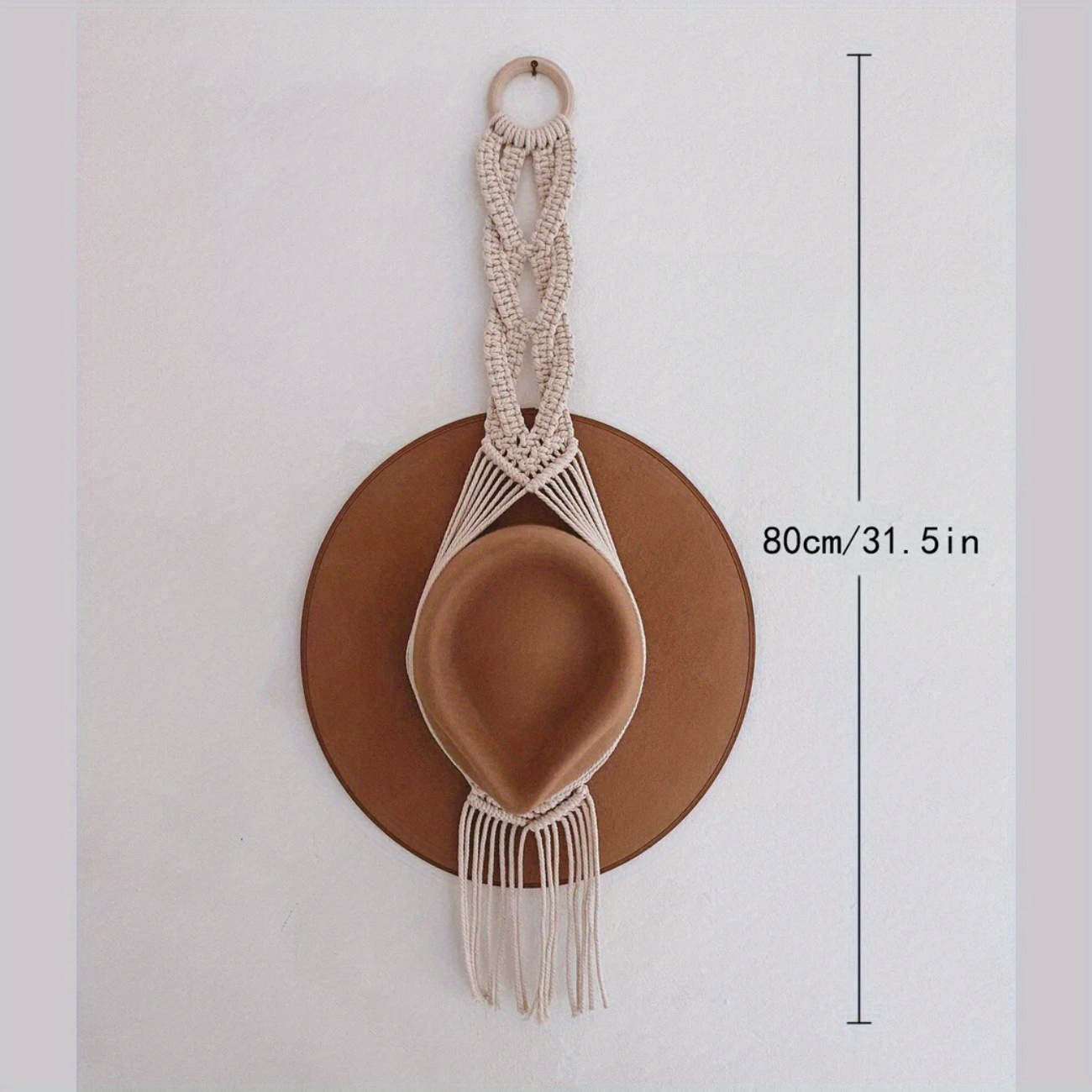 TEMU 1 support à chapeaux mural tissé - Support à chapeaux adapté aux chapeaux de cowboy, fedora, , présentoir de chapeaux à large bord avec