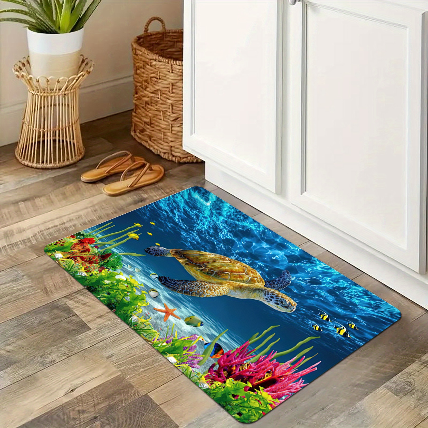 1pc sea turtle pattern floor mat soft non slip bath rug   mat absorbent carpet for   room bathroom home decor details 12