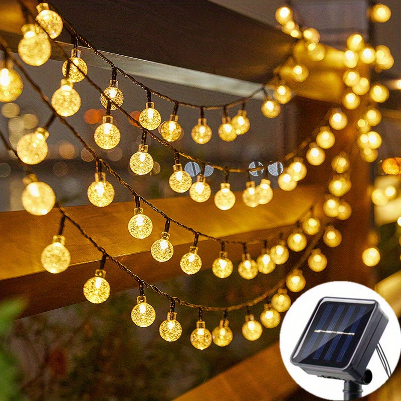 Guirlande Lumineuse Exterieure Solaire etanche,avec 8 Modes, pour la  Decoration Exterieur, Jardin, Arbres,12m 100 LED(Blanc Chaud)