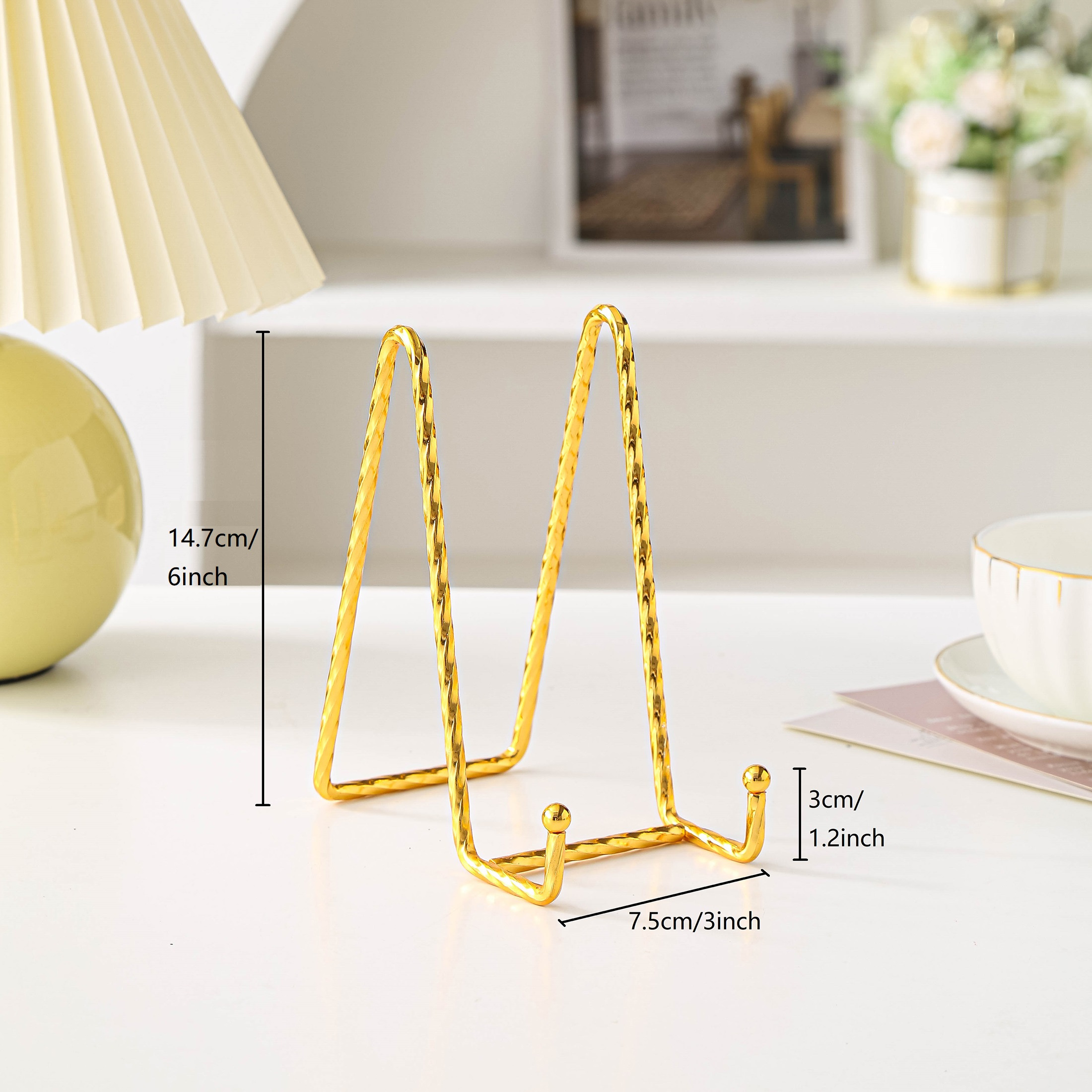 Iron Display Stand Gold Iron Easel Plate Display Photo Holder Stand,  Displays Picture Frames, Cookbooks, Decorative