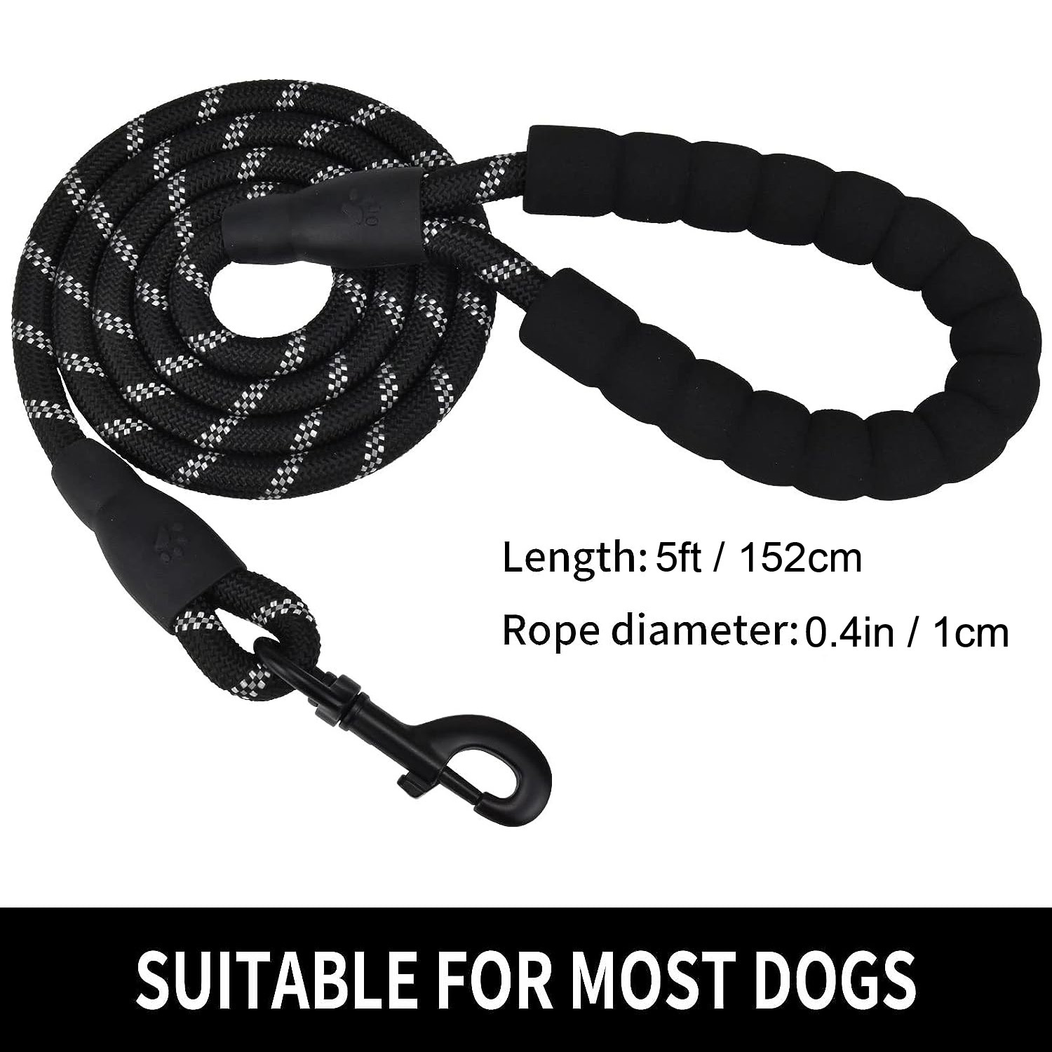 Reflective Strong Rope Dog Leash with Comfortable Padded Handle Heavy Duty Metal Clasp for Dogs for Pets (5 Ft)pink, Size: Large