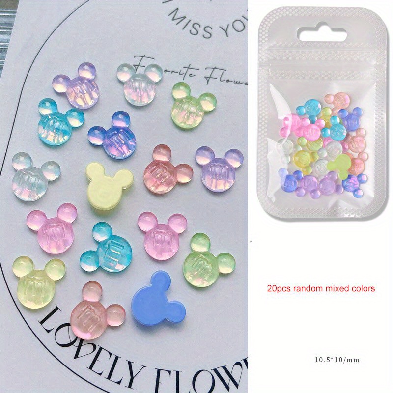 Cute Cartoon Bear Jelly Aurora Charm 3d Nail Patches For Diy - Temu