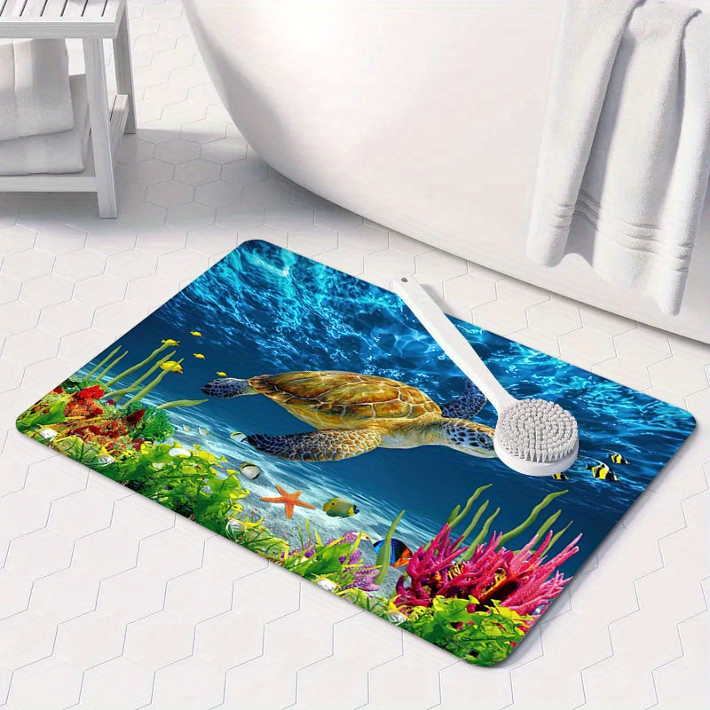 1pc sea turtle pattern floor mat soft non slip bath rug   mat absorbent carpet for   room bathroom home decor details 7