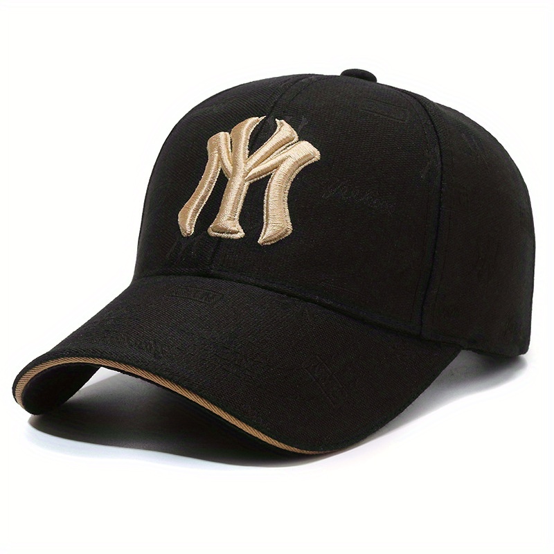 Womens MLB Korea Pink New York Yankees Ball Cap Gold Metallic Lettering