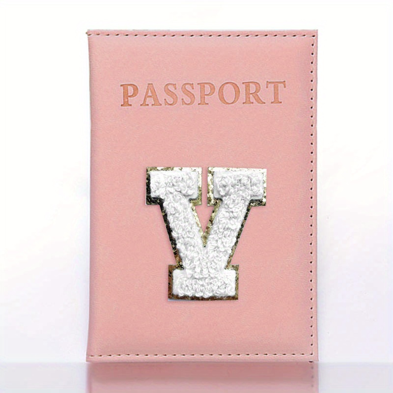 Letter Embroidered Passport Holders, Initial Letter Pu Leather Passport  Holder, Travel Accessories - Temu