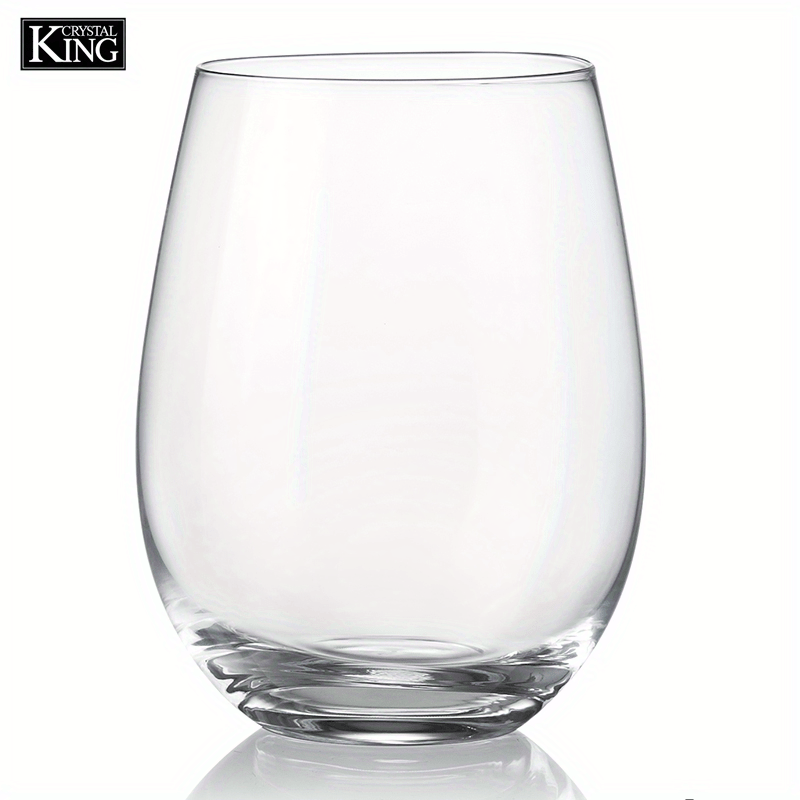 4pcs KING CRYSTAL Stemless Wine Glasses, 20oz Clear Glasses, Summer Drinks  Glasses Wine Glasses Set, Dishwasher Safe