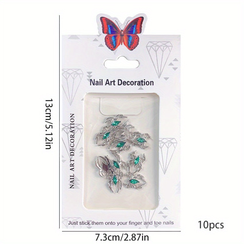 Spider Nail Art Charms with Rhinestones 3D Alloy Spider Nail Gem Accessory
