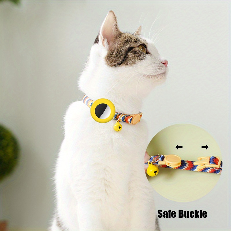 Collar de gato Airtag con campana desmontable, correa ajustable reflectante  con estuche de etiqueta JAMW Sencillez