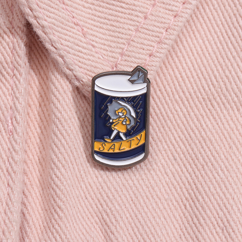 Cute Salty Cans Enamel Pin Fun Cartoon Brooch Hats Backpacks Temu