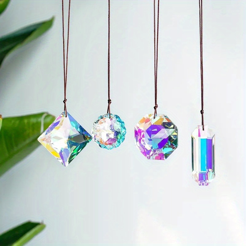 Abaima Bubabox Sun Catchers with Crystals, 9 Pcs Crystal Suncatcher Prism Hanging for Ornaments Home Garden Office Decoration, Size: 8, Purple