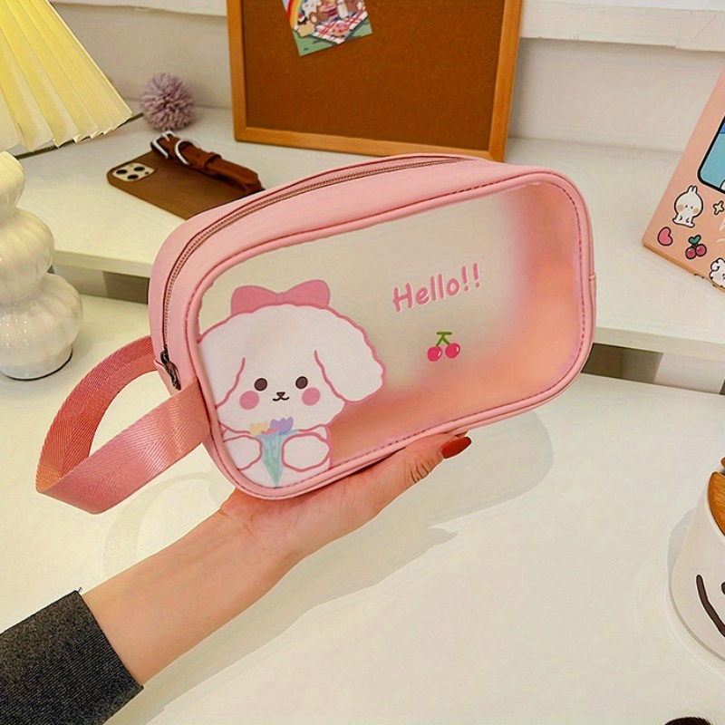 Cute Cartoon Cosmetic Bag, Transparent Small Makeup Bag For Women