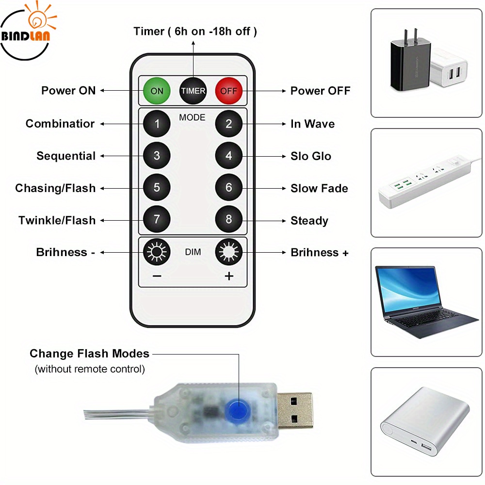 usb style with control one tote four fireworks lights christmas halloween decorative string lights details 7