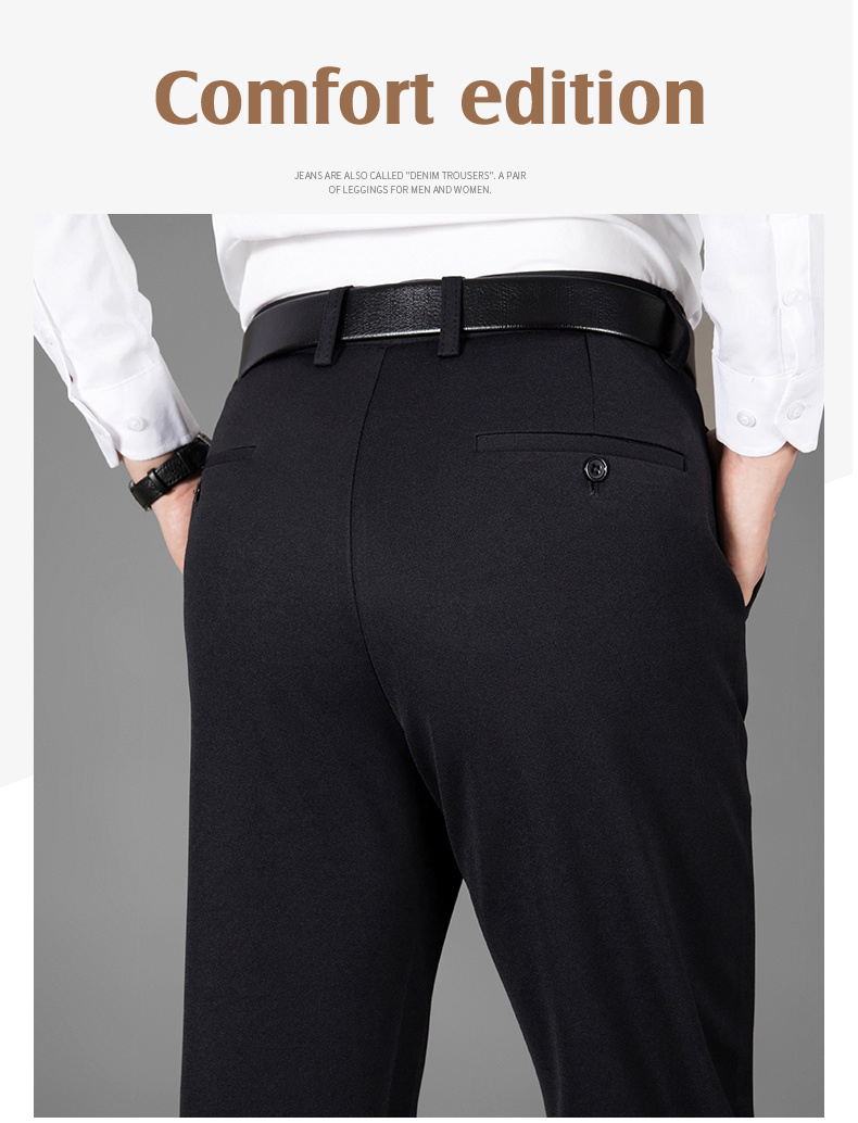Classic Design Dress Pants, Men's Formal Solid Color Dress Pants For  Business