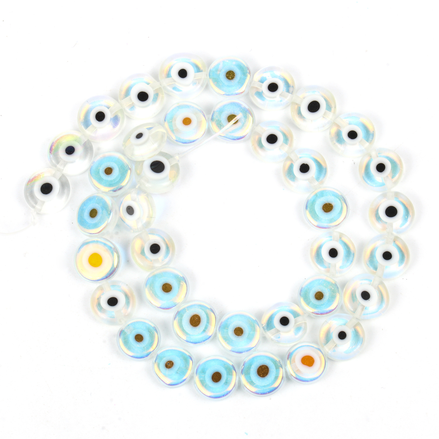 Evil Eye Flat Glass Spacer Beads Diy Jewelry Making Bracelet - Temu