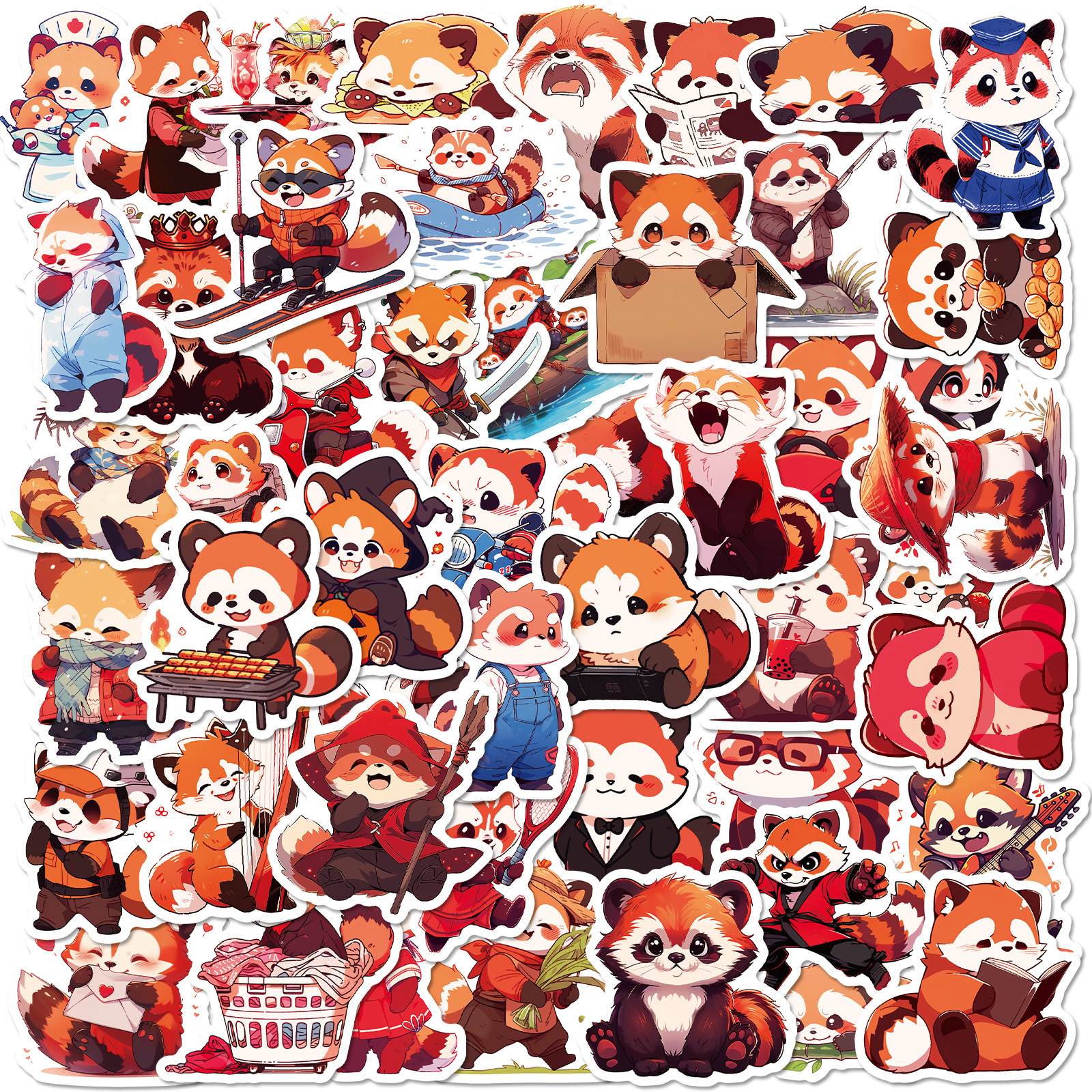 50pcs Niedliche Rote Panda aufkleber Wasserdichte Vinyl tier