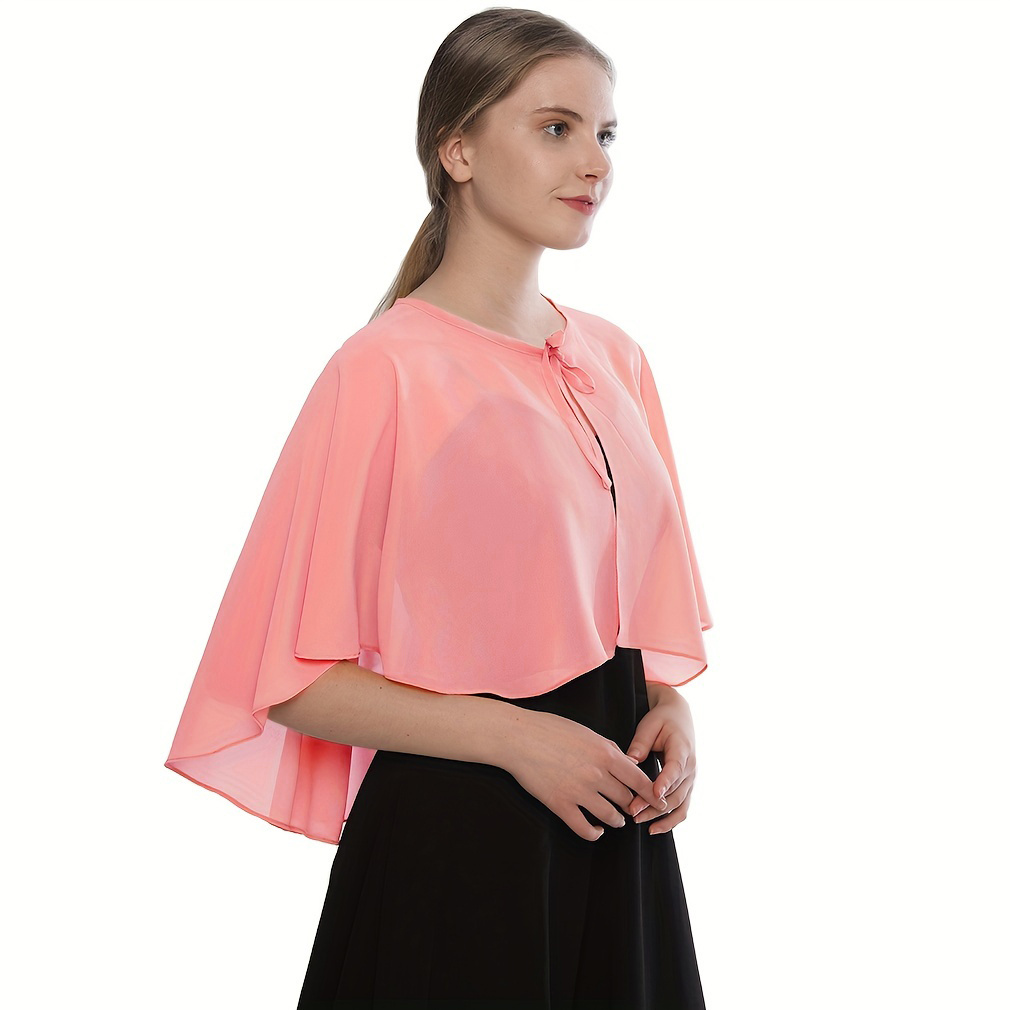 Chiffon Sheer Capelet Solid Poncho Scarf Shawls Women