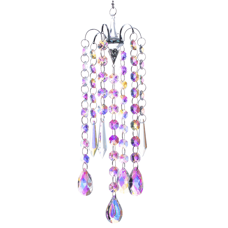 Image of 7-color Crystal Prism Chandelier Wind Chimes With Ab Coating - Hanging Suncatcher Pendant, Durable Home Decor Gift For Weddings, Parties