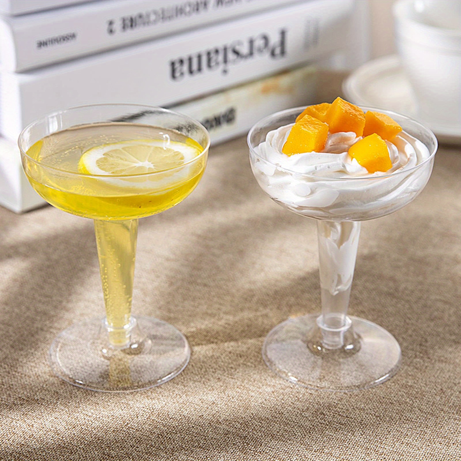 Plastic Stemmed Glass Cocktail Yellow 185ml 2P (40 Units)