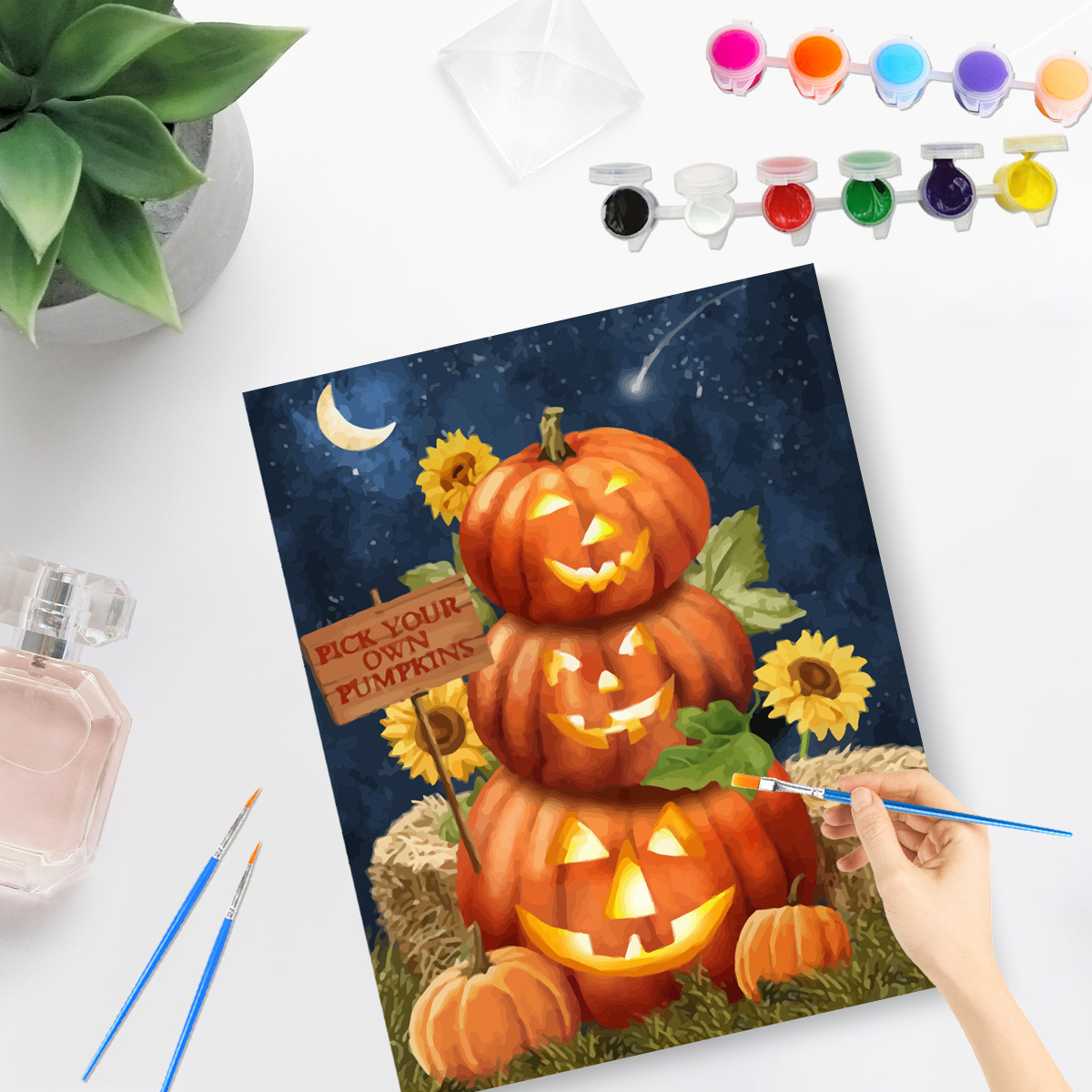 Fall Paint Number Adults Canvas Thanksgiving Pumpkins Paint - Temu