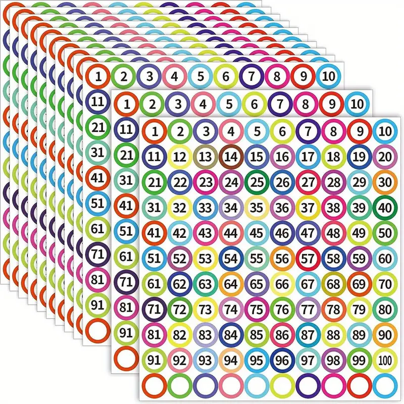 Small Number Labels Stickers 1 100 Numbers Round Stickers - Temu
