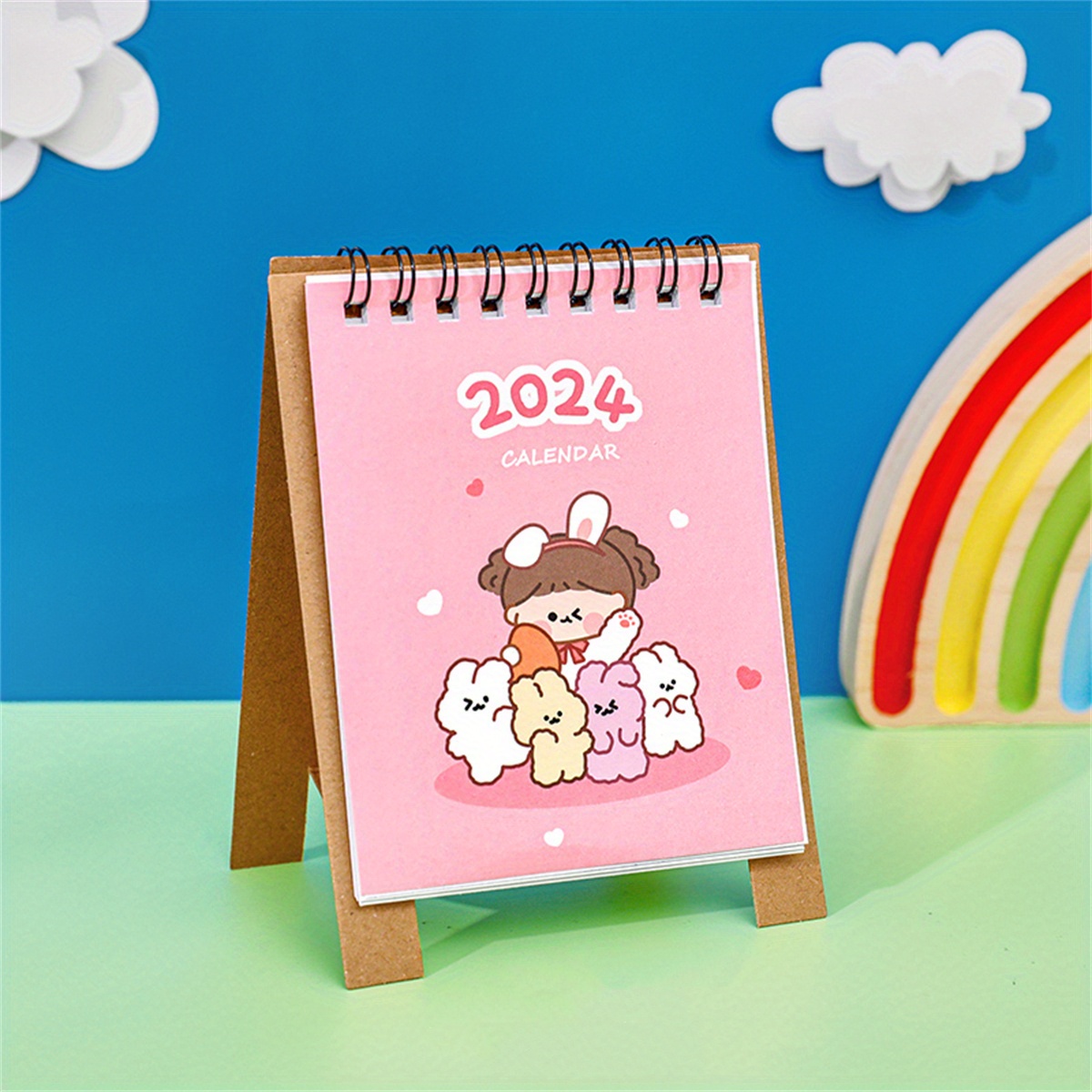 2024 Cute Cartoon Panda Series Mini Desk Calendar Writable - Temu