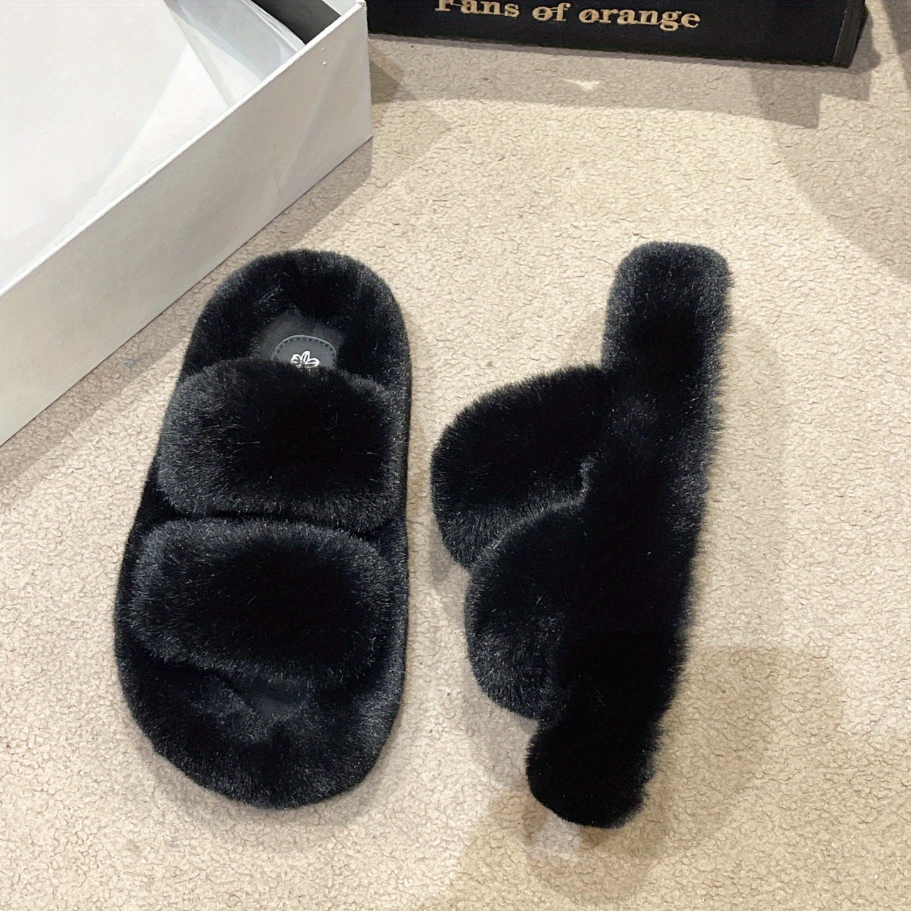 Fluffy Furry House Slippers Open Toe Cozy Slip Plush Shoes Temu